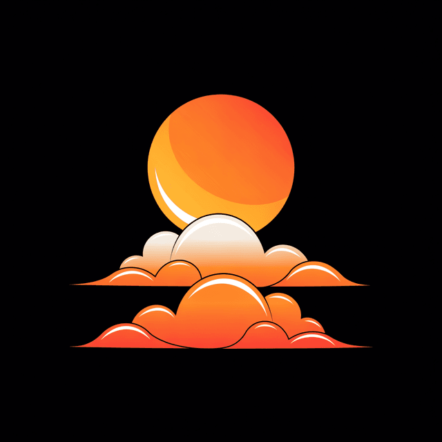 Sun rising over puffy clouds